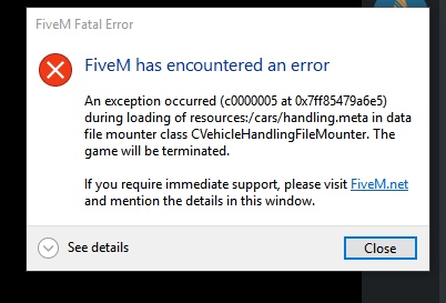 Handling Meta File Error - FiveM Client Support - Cfx.re Community