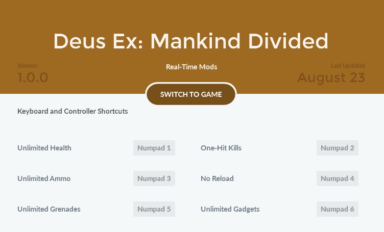 deus ex mankind divided trainer 1.19