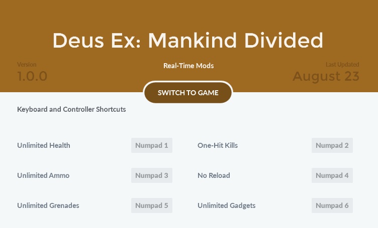 deus ex mankind divided trainer not working